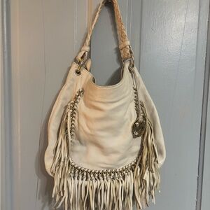 Michael Kors Beige Fringe Hobo Bag